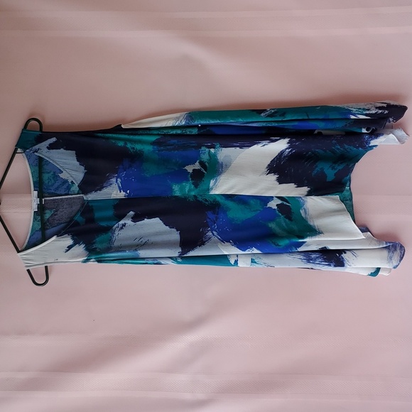 Halston green and blue sheer summer dress - Picture 5 of 13